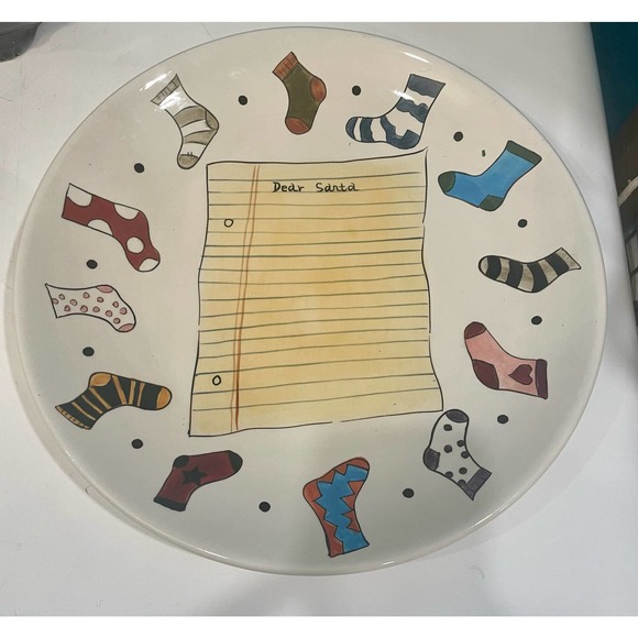 Tabletops Unlimited Dear Santa Plate  11.5" Written on with Dry Erase Marker - Picture 2 of 4